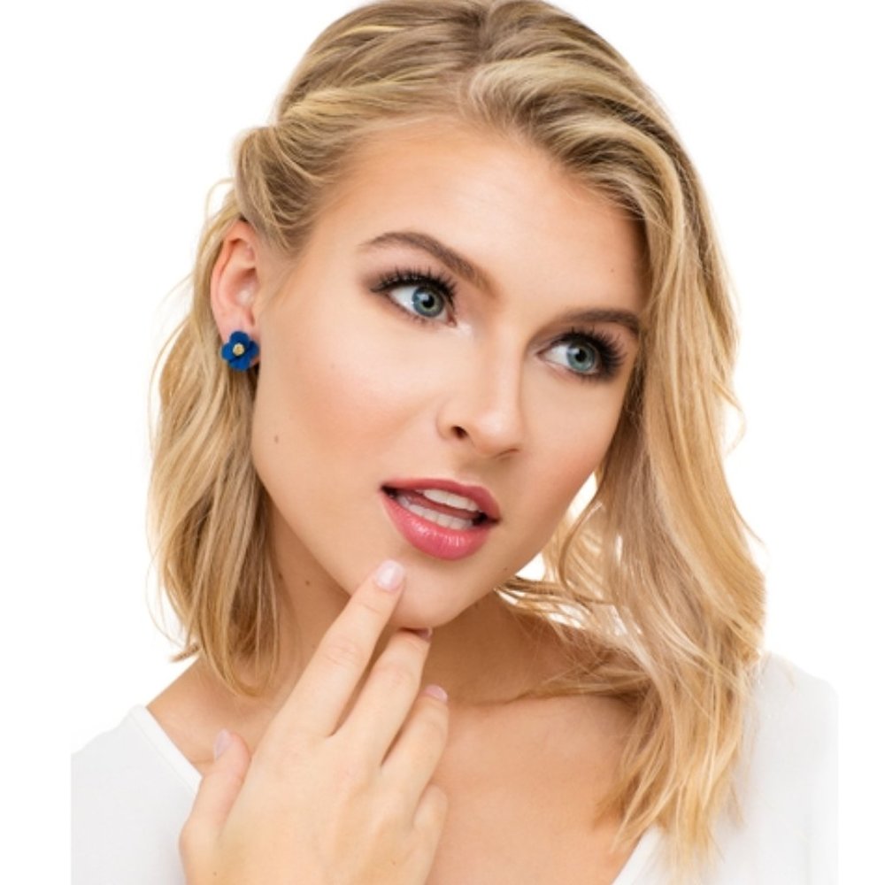 Mini Hand Painted Floral Stud Earring • Choice of Color! - Picture 2 of 9